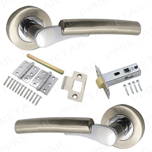 MERCURY DOOR HANDLE SET DUO Satin/Polished Chrome Internal Spring Latch