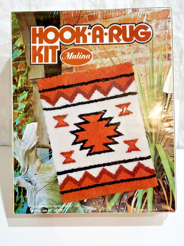 Vintage Aztec Hook-a-Rug Latch Hook Rug Kit 20" x 27" Malina Style #25-11 Sealed - Bild 4 von 7
