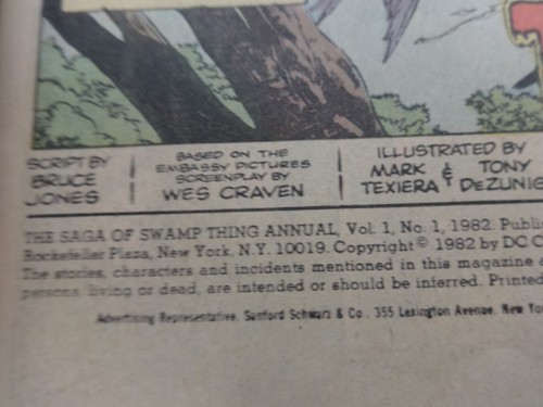 Swamp Thing Annual # 1 1982 DC Comics Signed By Artist Mark Texiera VG Condition - Picture 9 of 13