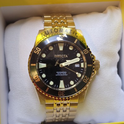 Invicta Men's Pro Diver Automatic Gold Black Green Watch 44mm