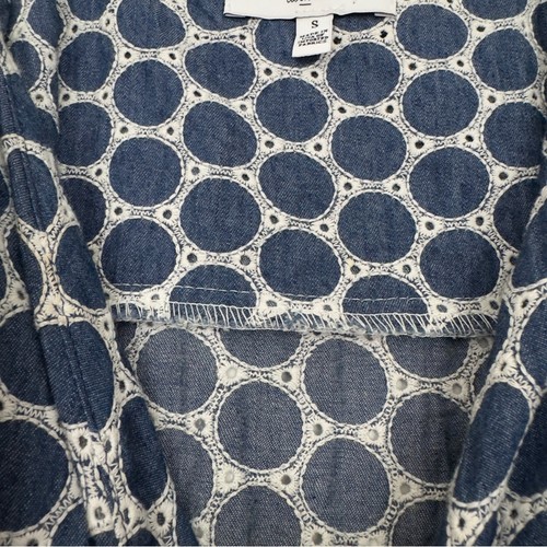 Waverly Grey Button Down Eyelet Circle Pattern Mini Dress Adjustable Spaghetti S - Picture 9 of 12