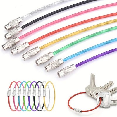 10 Stck. Edelstahl Schraubenschloss Schlüsselanhänger Draht Kabel Schlüsselringe Langlebig Schlüsselhalter