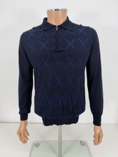 Zilli Herren Kaschmir Seide Half Zip Pullover Gr. 50 blau Pulli Oberteil sehr guter Zustand