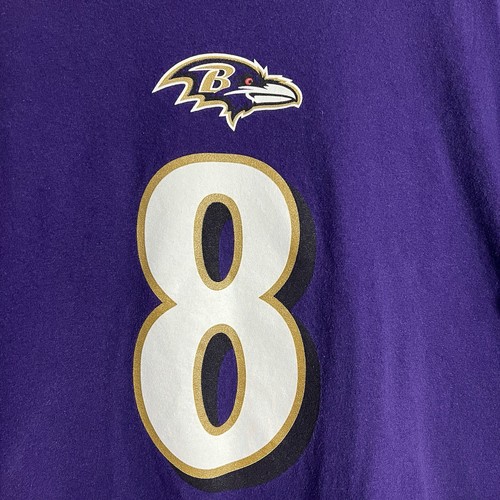 Majestic NFL Baltimore Ravens Lamar Jackson Purple Short Sleeve T-Shirt Mens XL - Picture 2 of 6