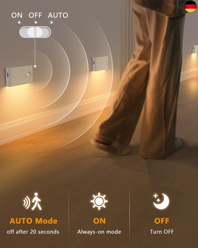 WILLED Nachtlicht mit Bewegungsmelder, 4 Stück Aufladbar Treppenbeleuchtung mit  - Bild 5 von 7