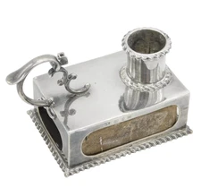 Victorian Sterling Silver Combination Chamberstick & Match Holder Antique 1898