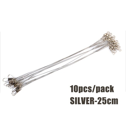 Leaders 10pcs Fishing Line Leader Stainless Steel Trace W/ Snap & Swivel - Picture 10 of 16