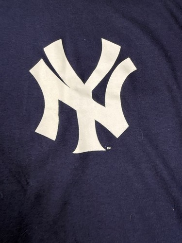 New York Yankees Majestic Navy Blue Henley T-Shirt 2X Cotton Mens Genuine Mercha - Picture 2 of 5
