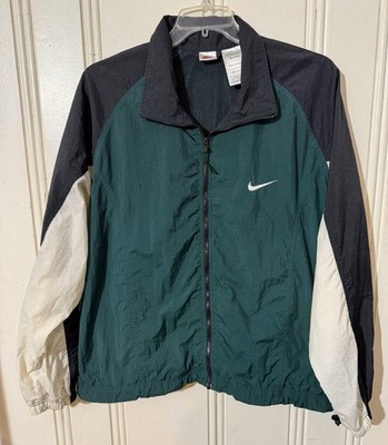 Nike Vintage Wind Breaker Mid 90's Green Black White Men s L Big Swoosh On Back