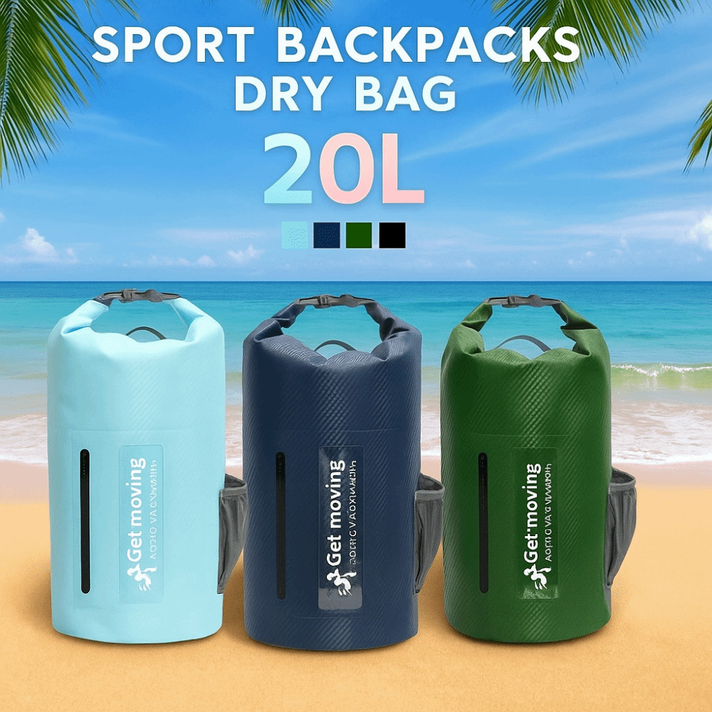 Mochila de playa al aire libre con correas para el hombro bolsa seca impermeable 20L