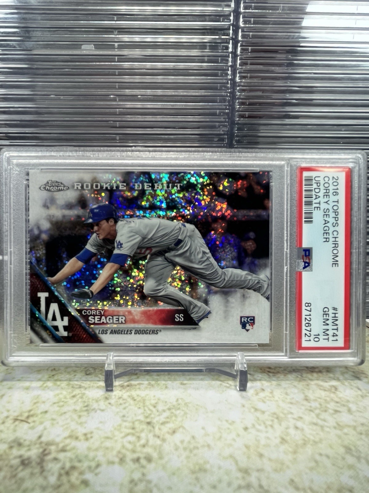 2016 Topps Chrome Update #HMT41 Corey Seager RC Rookie Debut PSA 10 view 3