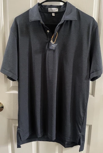 NWT Peter Millar MEDIUM summer comfort Polo shirt gray stripe performance golf