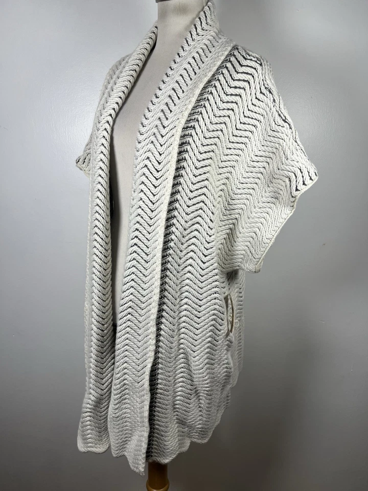 Nuevo Coldwater Creek 2X Cárdigan Suéter Frente Abierto Gris Crema Largo Para Mujer Nuevo con Etiquetas Y2 Foto 4 de 4