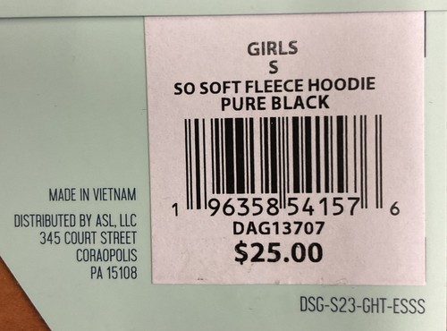 Girl's DAG13707 SO SOFT Long-Sleeve Fleece Hoodie Pure Black S Small - Picture 14 of 14