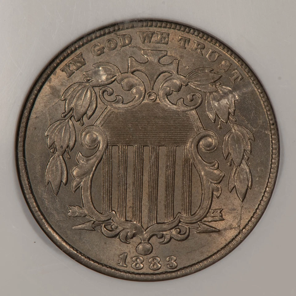1883 5c US Shield Nickel - Major Die Breaks Struck Thru - NGC MS 63 - SKU-B5189 - Image 3 of 4