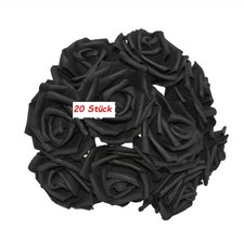 NEU ♥ 20 ROSENKÖPFE GROSS MIT STIEL SCHWARZ ♥ SCHAUMROSEN DEKOROSEN FOAM ROSE