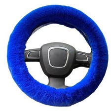 Fluffy Steering Wheel Cover for Women, Fuzzy Winter Fashion Wool Fur Soft Blue