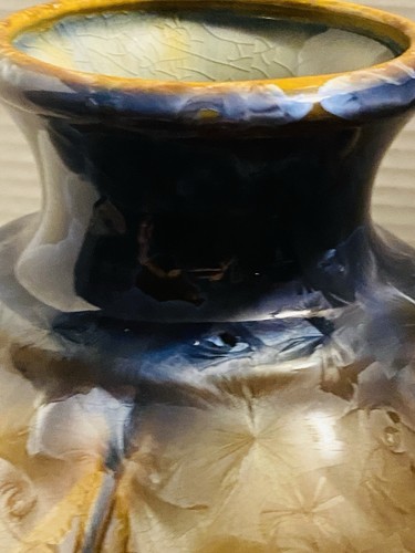 Bill Campbell Handmade Pottery Iridescent Earth Tones W/Blues Art Pottery Vase - Picture 19 of 22