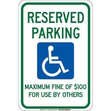 BRADY 127471 Handicap Parking Sign, 18"H, 12"W, Plastic,  127471