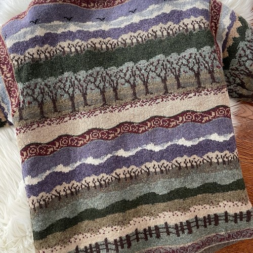 Icelandic Design Wool Cardigan Sweater Lined Button Jacket 4 Seasons Sz L Horses - Picture 9 of 9