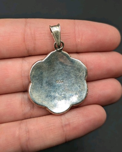 950 Silver Multicolor Stone MOP Shell Inlay Peru Peruvian Pendant for Necklace - Picture 11 of 16