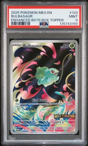 2025 POKEMON MEG EN-MEGA EVOLUTION ENHANCED BOOSTER BOX TOPPER BULBASAUR PSA 9