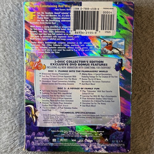 Finding Nemo Disney DVD 2-disc Collector's Edition + Inserts - Picture 3 of 7