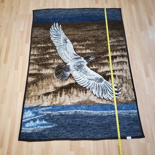 Coperta reversibile Biederlack Flying Eagle 52” X 72” Made In USA vintage - Foto 6 di 9
