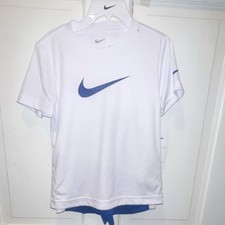 Nike Boys Dri-FIT 2-Piece Outfit Set White Blue T-Shirt Shorts Size 4T