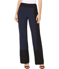 I.N.C Womens Colorblocked Casual Wide Leg Pants, blueblack, 6