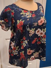 Torrid Georgette Floral Shirt Womens Size 2X Blue Pleated Back Lightweight Sheer