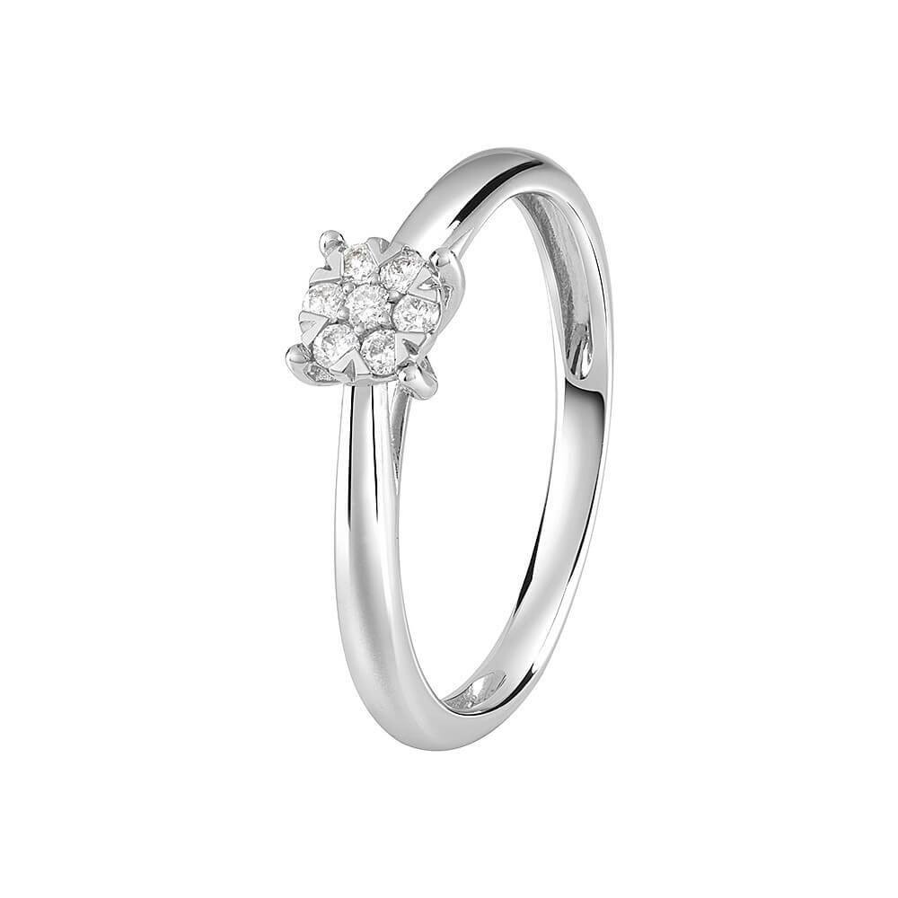 Женское кольцо Bliss Caresse 20091725 из белого золота с бриллиантом 0,10 карата Light Point