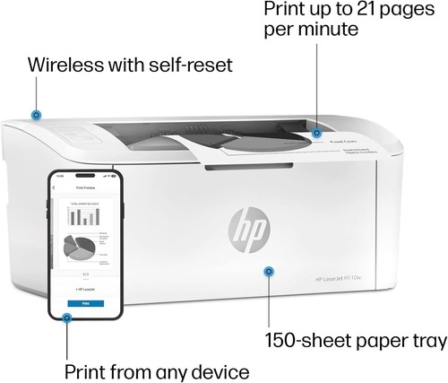 HP LaserJet M110w Wireless Black & White Printer, Print, Fast speeds, Easy setup - Picture 14 of 16