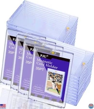 120-Pack Magnetic Trading Card Holders - 35pt UV-Resistant Hard Plastic Cases