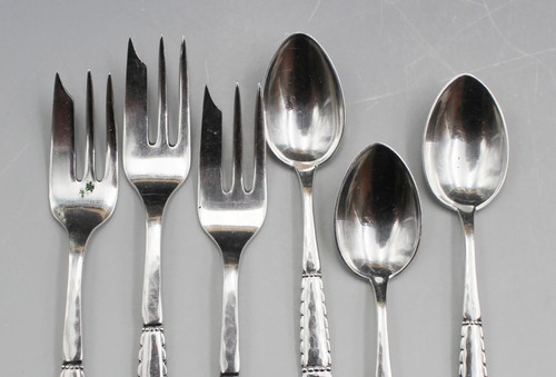 C1920s Danish 800 Silver 3 Fish Forks & 3 Demitasse Spoons by Christian F Heise - Bild 2 von 7