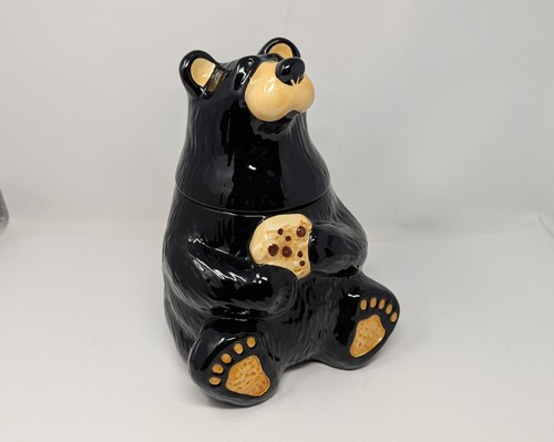 Big Sky Carvers BearFoots Tabletop Black Bear Ceramic Cookie Jar Jeff Fleming