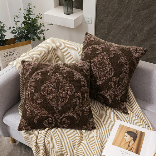 HPUK Embroidered Boho Throw Pillow 18" x (Pack of 2), Dark Brown-damask - Picture 7 of 7