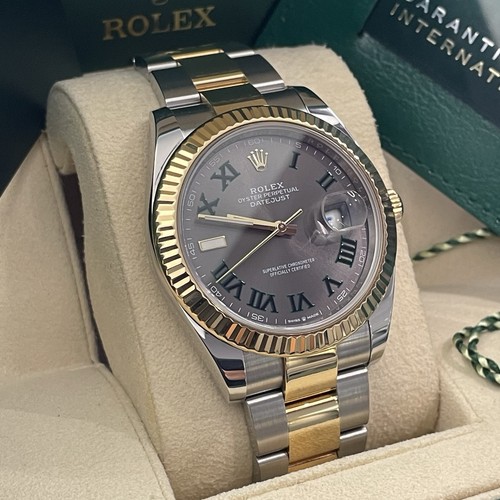 ROLEX DATEJUST 41mm WIMBLEDON DIAL YELLOW GOLD OYSTERSTEEL FLUTED ref: 126333 - Picture 4 of 11