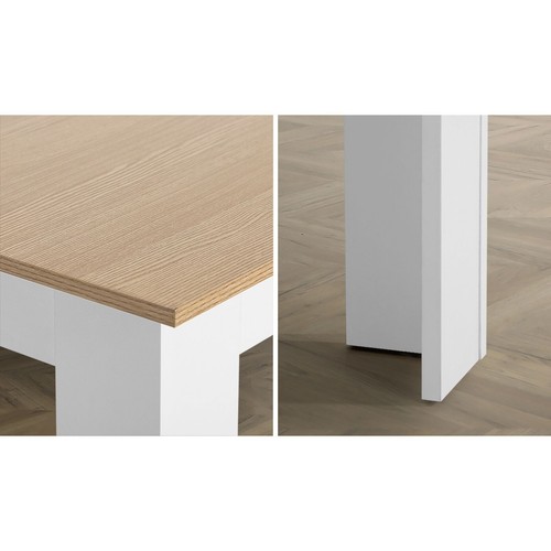 Oikiture 160cm Extendable Dining Table with 4PCS Dining Chairs Velvet Beige - Picture 4 of 10