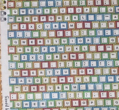 21''x 42'' cotton KEYBOARD stylized fabric print Studio E SAVED BY THE BELL col
