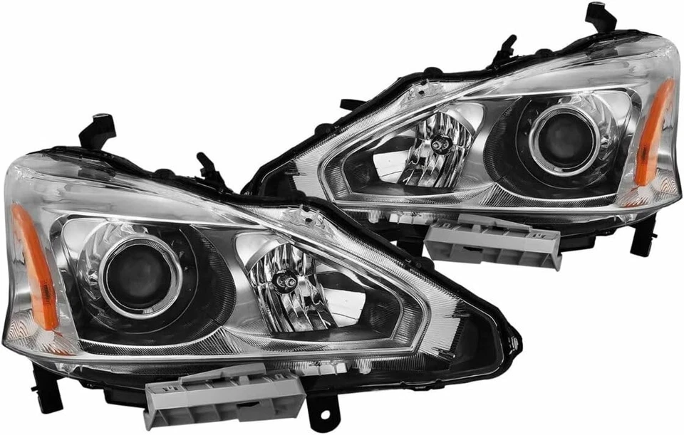 ANZO (121550 2013-2015 Nissan Altima Projector Headlight Chrome Amber - Image 2 of 4