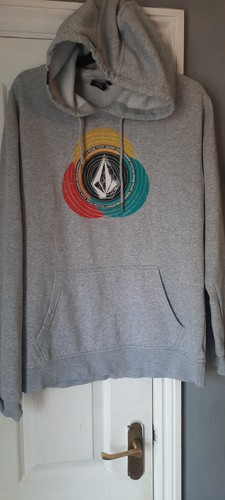 Sudadera con capucha gráfica VOLCOM para hombre mediana gris jaspeado algodón