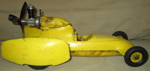 Cox .049 Shrike Prop Rod Nitro Gas Powered 049 Engine Yellow Tether Car - READ