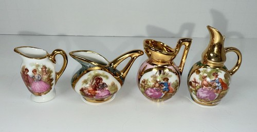 Vintage Limoges Frankreich Miniatur Krüge 4 Stück, handbemalt