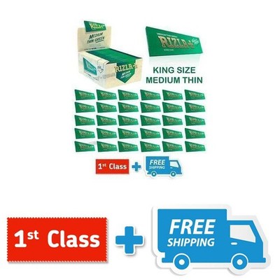 RIZLA GREEN KING SIZE MITTELDÜNNES ZIGARETTENPAPIER 5,10,15,50 HEFTE 