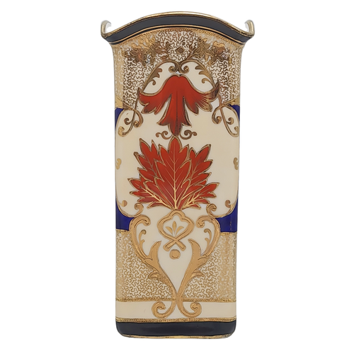Vintage 1930s Noritake Hand Painted Vase Cobalt Blue Red Gold Gilt Japan 19cm - Picture 2 of 17
