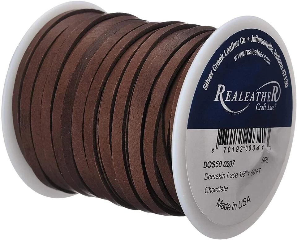 Carrete Realeather Crafts piel de ciervo encaje 1/8" pulgadas (3,2 mm) X 50' pies (15,24 m) Foto 2 de 4