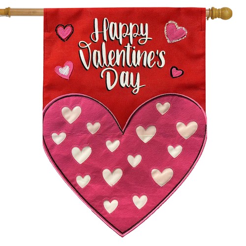 Briarwood Lane Valentines Day Heart Burlap House Flag - Imagen 1 de 4