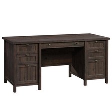 Sauder Costa Engineered Wood Executive Desk in Coffee Oak Finish