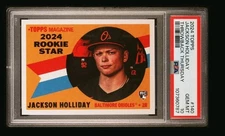 JACKSON HOLLIDAY 2024 TOPPS THROWBACK THURSDAY ROOKIE CARD #140 ORIOLES PSA 10